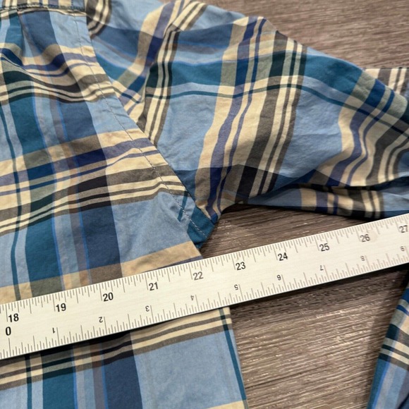Fossil Shirt Mens Extra Large Blue Plaid Long Sleeve Button Up Preppy Casual - Picture 10 of 10